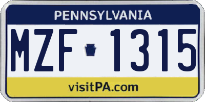 PA license plate MZF1315
