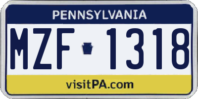 PA license plate MZF1318