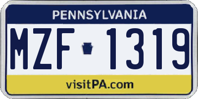 PA license plate MZF1319