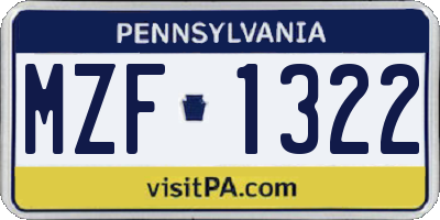 PA license plate MZF1322