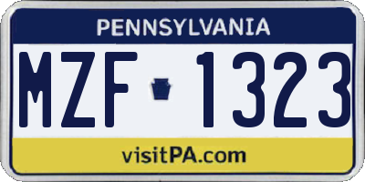 PA license plate MZF1323