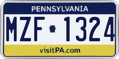 PA license plate MZF1324