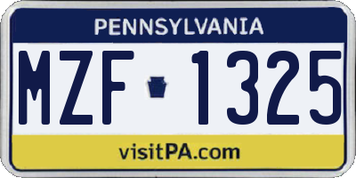 PA license plate MZF1325