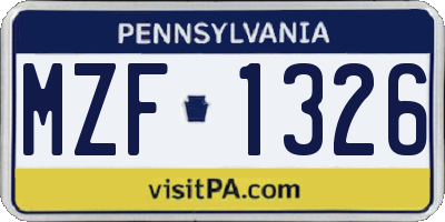 PA license plate MZF1326