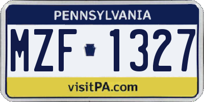 PA license plate MZF1327
