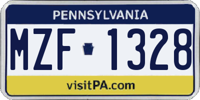 PA license plate MZF1328