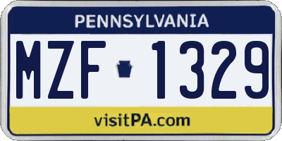 PA license plate MZF1329