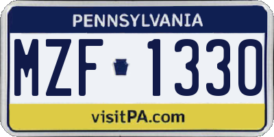 PA license plate MZF1330