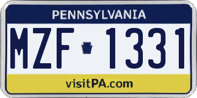PA license plate MZF1331