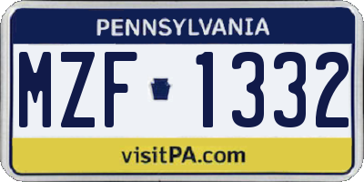 PA license plate MZF1332