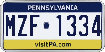 PA license plate MZF1334