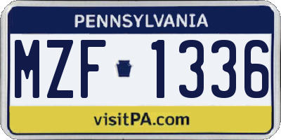 PA license plate MZF1336