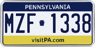 PA license plate MZF1338