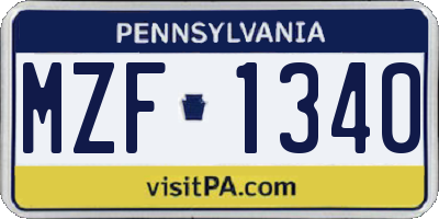 PA license plate MZF1340