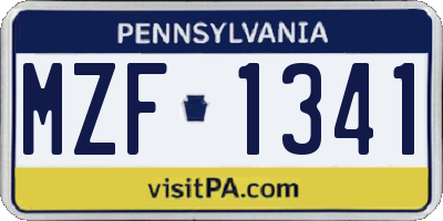 PA license plate MZF1341