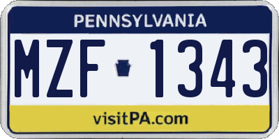 PA license plate MZF1343