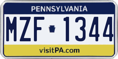 PA license plate MZF1344