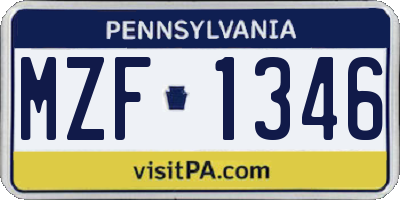 PA license plate MZF1346