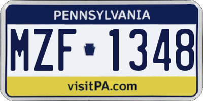 PA license plate MZF1348