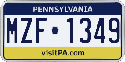 PA license plate MZF1349