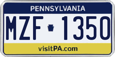 PA license plate MZF1350