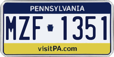 PA license plate MZF1351