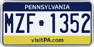 PA license plate MZF1352