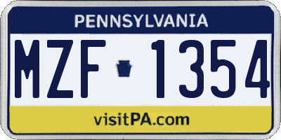 PA license plate MZF1354