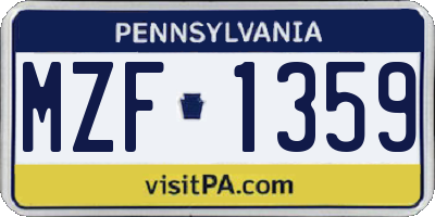 PA license plate MZF1359