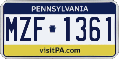 PA license plate MZF1361