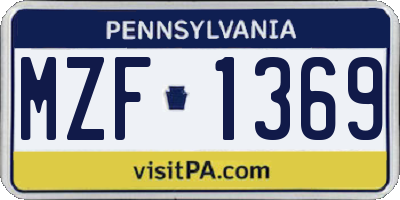 PA license plate MZF1369