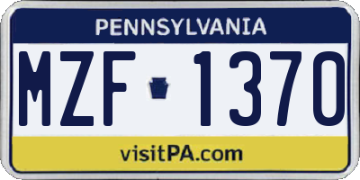 PA license plate MZF1370