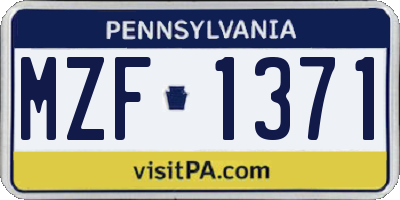 PA license plate MZF1371
