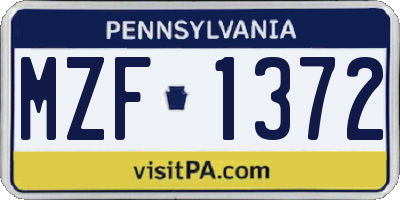 PA license plate MZF1372