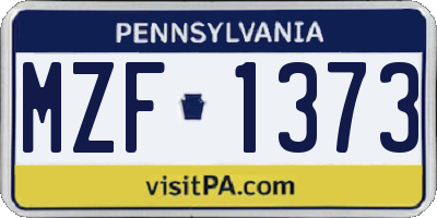PA license plate MZF1373