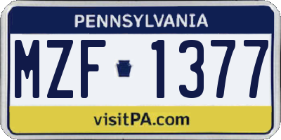 PA license plate MZF1377
