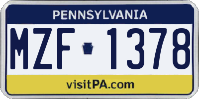 PA license plate MZF1378