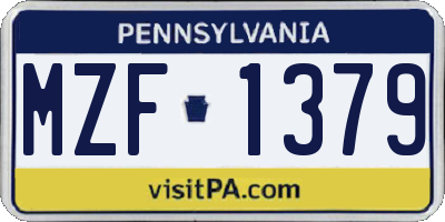 PA license plate MZF1379