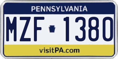 PA license plate MZF1380