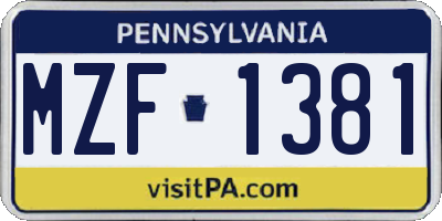 PA license plate MZF1381