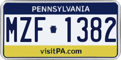 PA license plate MZF1382