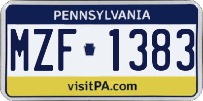 PA license plate MZF1383
