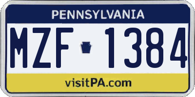 PA license plate MZF1384
