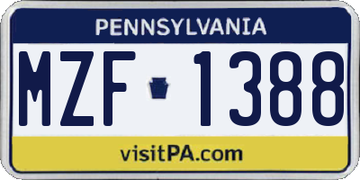 PA license plate MZF1388