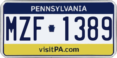 PA license plate MZF1389
