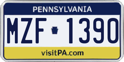 PA license plate MZF1390