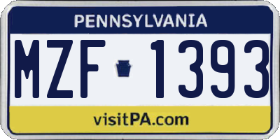 PA license plate MZF1393