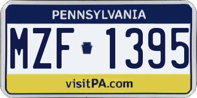 PA license plate MZF1395