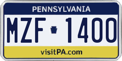 PA license plate MZF1400