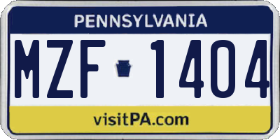 PA license plate MZF1404
